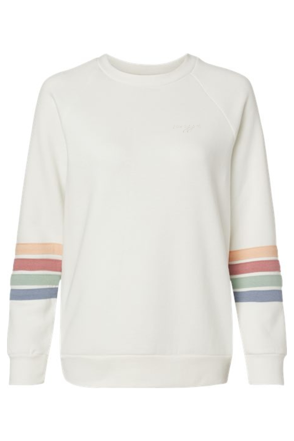 MV Sport Women's Striped Sleeves Crewneck Sweatshirt